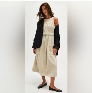 NWOT Free People The Other Side Corduroy Striped Midi Dress Size 0